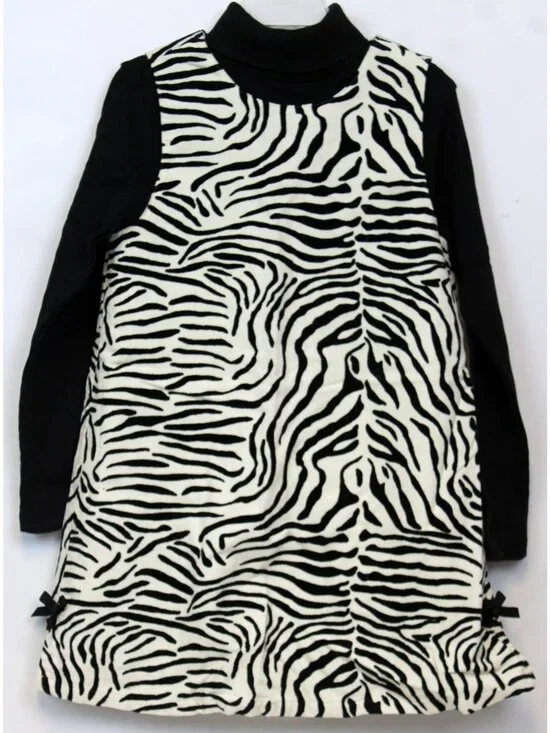 2003 Gymboree 2004 Mod Zebra Velour Dress sz 6 Turtleneck 2pc Outfit Safari Zoo