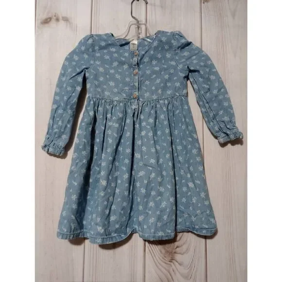 Oshkosh Dress Girls‎ 5T Chambray White Floral