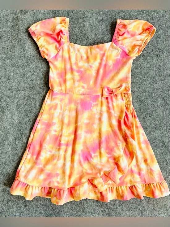 Girls' sz 10 years Tie-Dye Dress Bow