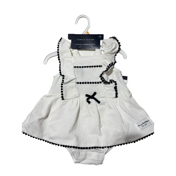 Tommy Hilfiger Infant 12 Mths. NWT Dress And Headband White And Navy