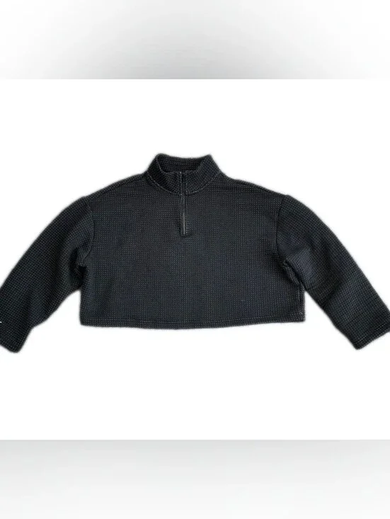 NIKE Womens Small Black White Polka Dots Cropped Long Sleeve Casual Gym Ladies