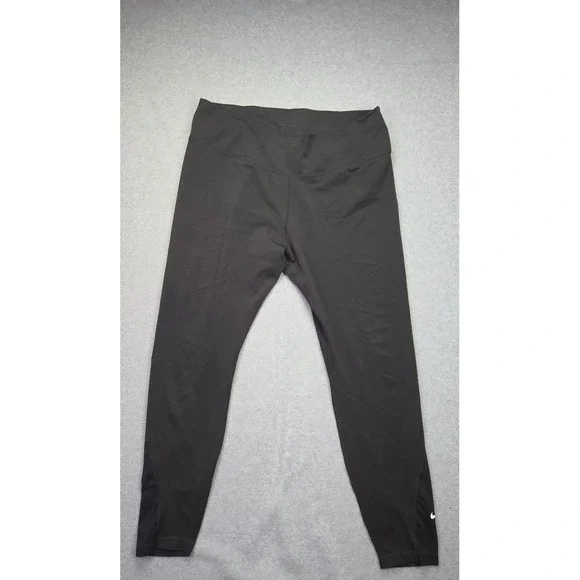 Nike Dri-FIT Women XL Black Mesh Panel‎ Athletic Cropped Leggings Yoga Pocket
