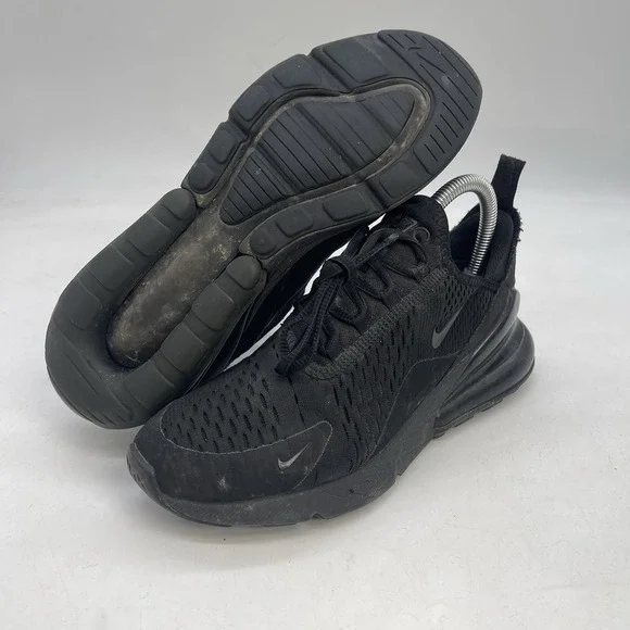 Nike Air Max 270 Triple Black Shoes Womens 7.5 Trainers Lace Up Running Casual