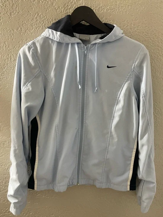 Nike Women’s Light Blue‎ Hooded Zip Jacket with Black Accents Small