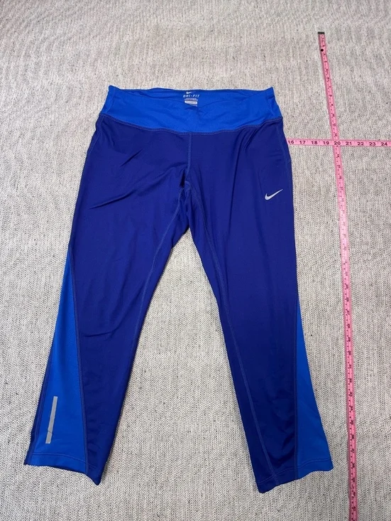 Nike Dri-FIT Capri Leggings Women Large Blue Athletic Wear