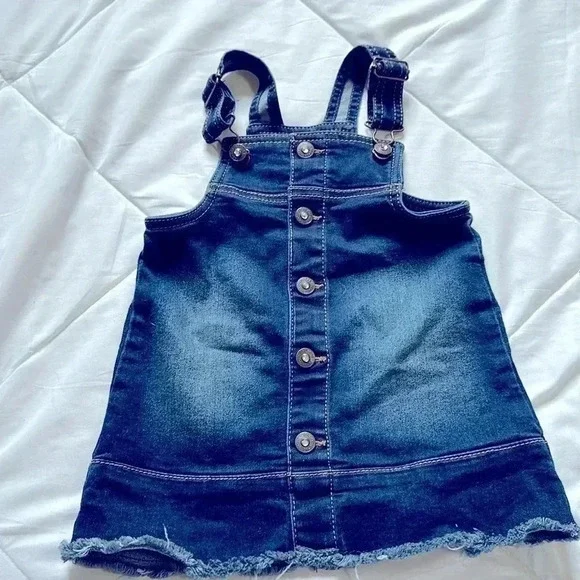Jordache denim overall dress size 2t raw hem pockets