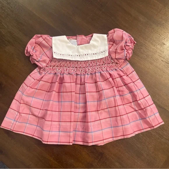 Vintage plaid smocked dress/top  6-12‎ months