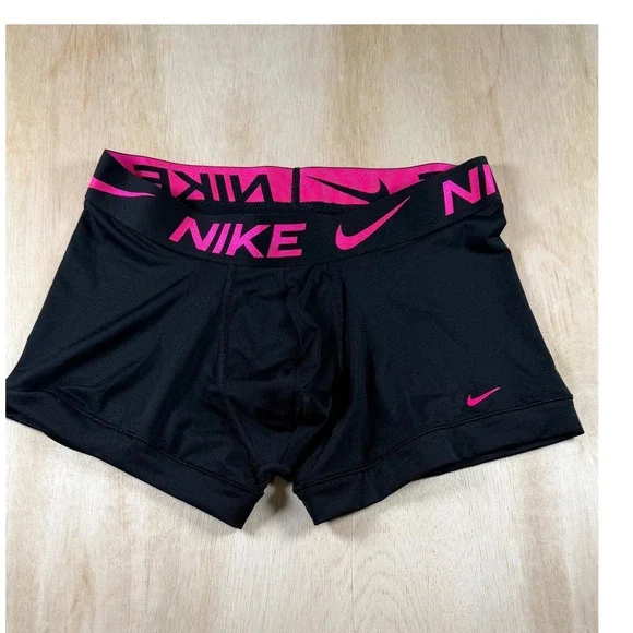 Nike Womens Pro Dri-FIT Spandex Shorts Black Pink Logo Waistband Medium Workout