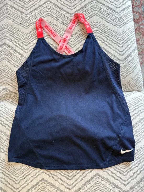 Nike Navy Tank Top with Pink Cross-Back Straps