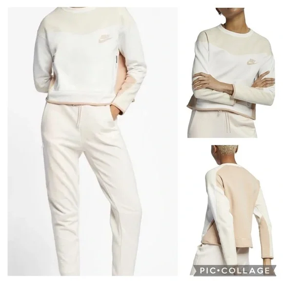 Nike Sportswear Tech Fleece Crewneck Cropped Sweatshirt Women’s size large