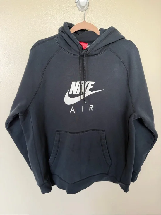 NIKE Black Nike Air Logo Graphic Hooded Sweatshirt Hoodie