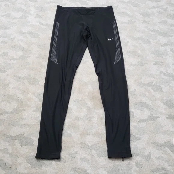 Nike Dri-FIT Leggings Womens Medium Black Drawstring Running Gym Outdoors
