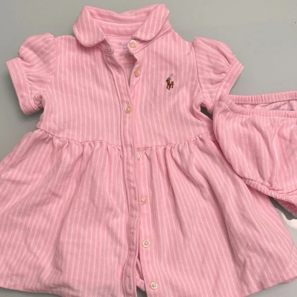 Ralph Lauren Pink Striped Polo Dress with Bloomer