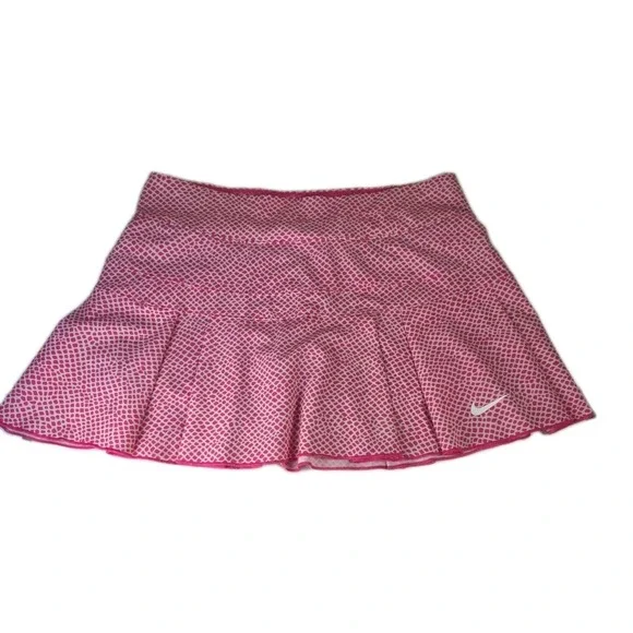 Nike Dri-FIT Victory Printed Tennis Skort Pink/White Pleated — Size Small Long