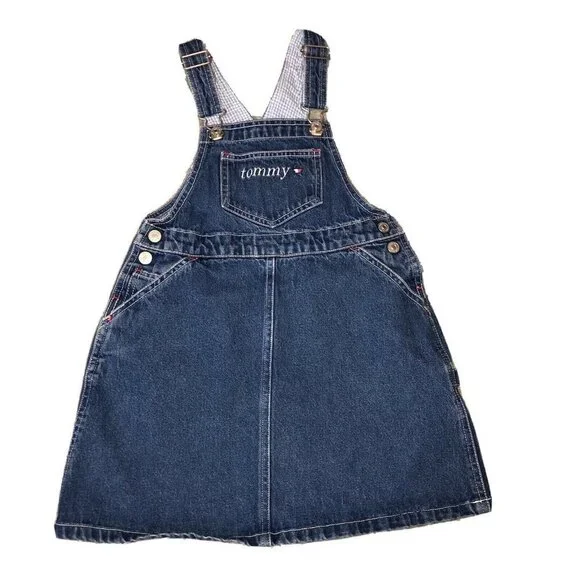 HOST PICK Vintage TOMMY Girls Denim Overall Bib Dress Sz 5