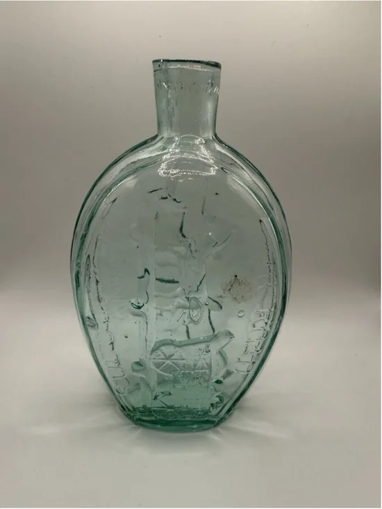 Vintage Decanter 7 Turquoise Glass Success To Railroad