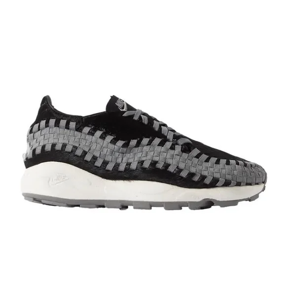 Nike Air Footscape Woven Grey Grosgrain Trimmed and Black Calf Hair Sneakers New