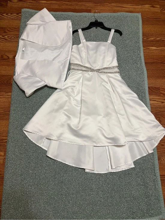 Speechless White Satin Party Dress with Beaded Waist