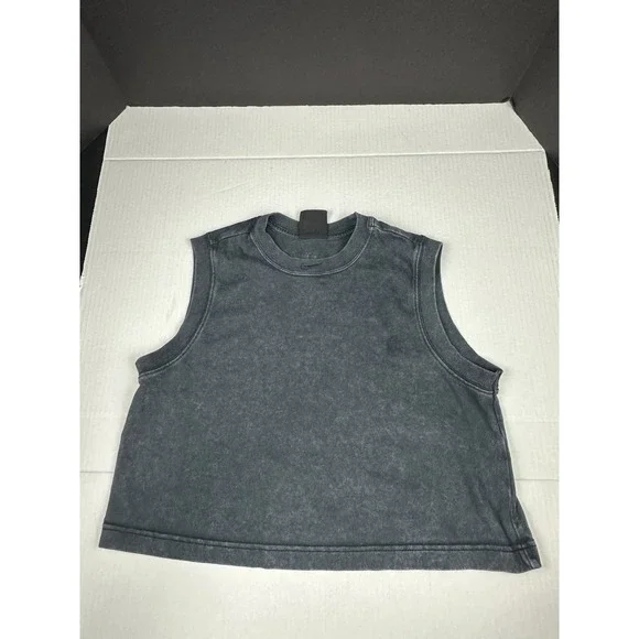 NIKE Retro Sportswear Black Acid Washed Crop Tank Top Sz Medium Athletic