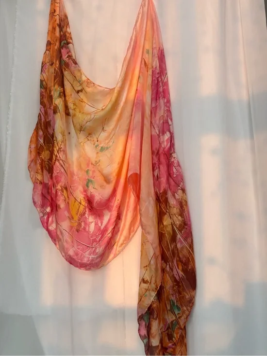 Floral patterned silk scarf