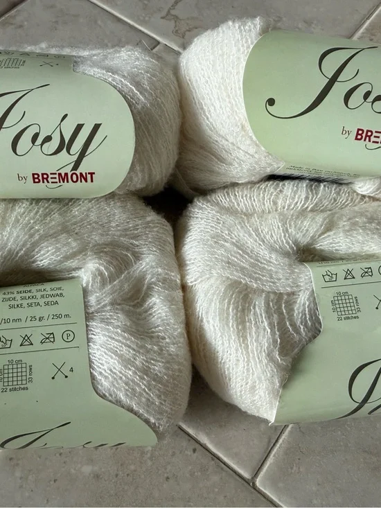 Josy by Bremont Soft Cream Lace-Weight Yarn - 4 Skeins Natural Off White/Cream