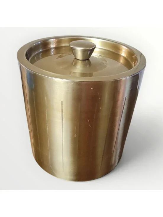 Project 62 Stainless Steel Gold Ice Bucket with Lid and Tongs- Party Barware