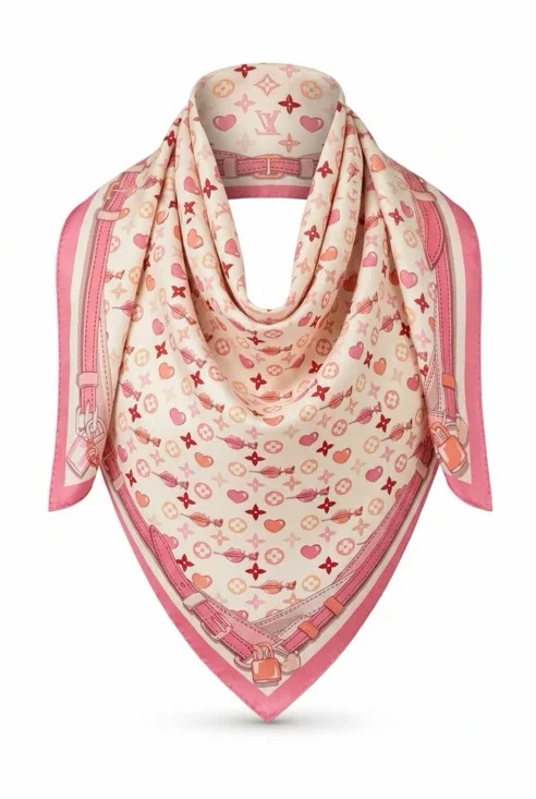 Molier.Lu 100% Silk Monogram Print Scarf