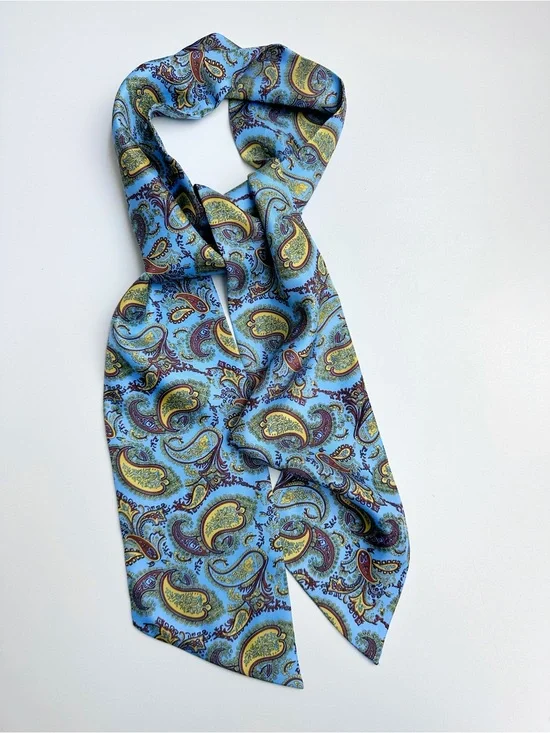 J. McLaughlin Blue Paisley Silk Scarf