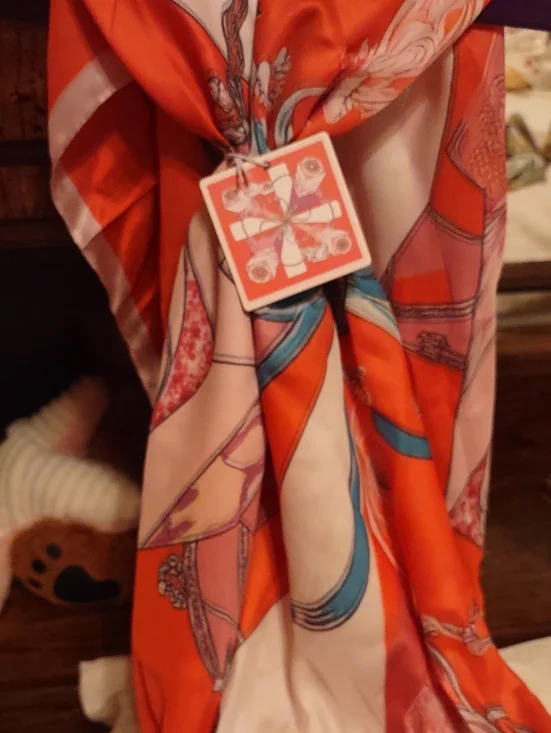 NWT Geometric Mirror Print Square Fashion Neck Scarf Orange Multi 27x27