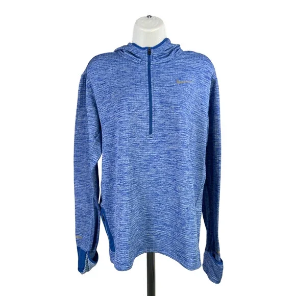 Nike Women's Blue Heather Dri-Fit Long Sleeve Quarter Zip Running Jacket - M