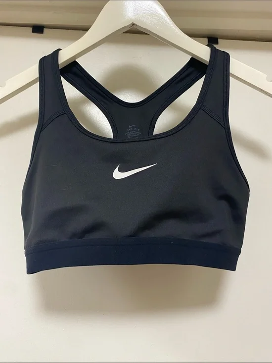 Nike Black Sports Bra with White Swoosh - Racerback Support