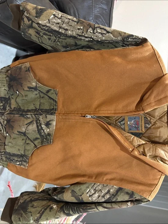 Children's Brown & Camo Hooded Puffer Jacket by Outdoor Edge