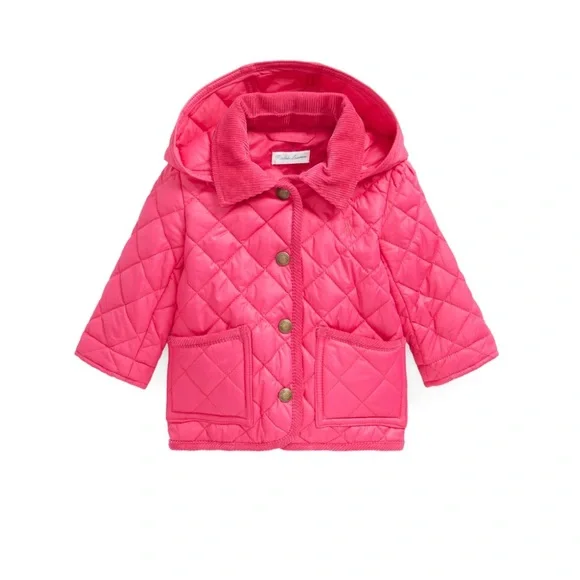NWOT Ralph Lauren Pink Baby Quilted Barn Snap Jacket