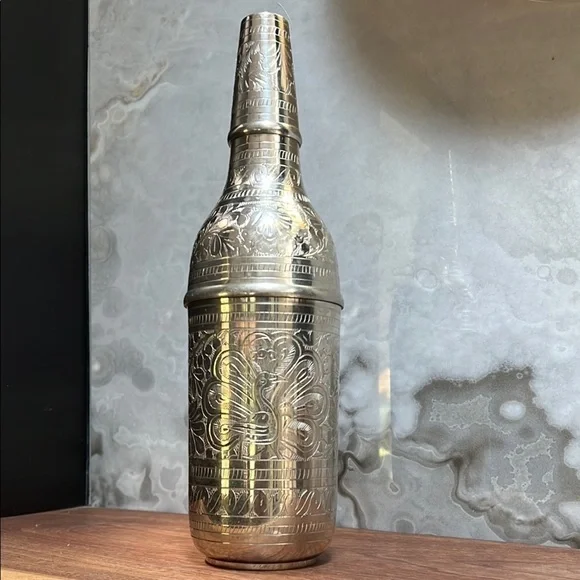 Silver Plated Etched 12.5” Double Screwtop Bottle Shaker