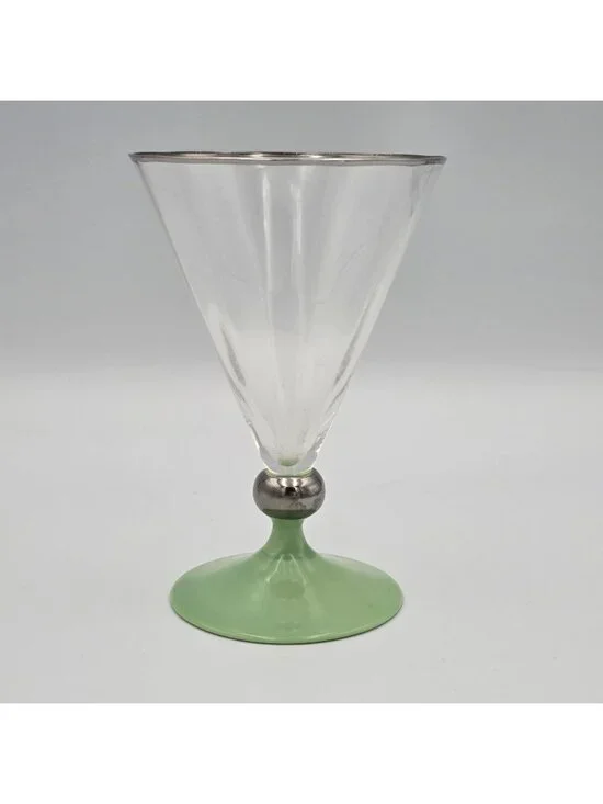 1930's Vintage Art Deco Cocktail Glass Pastel Green Drink Bar Shot Small Wine 6