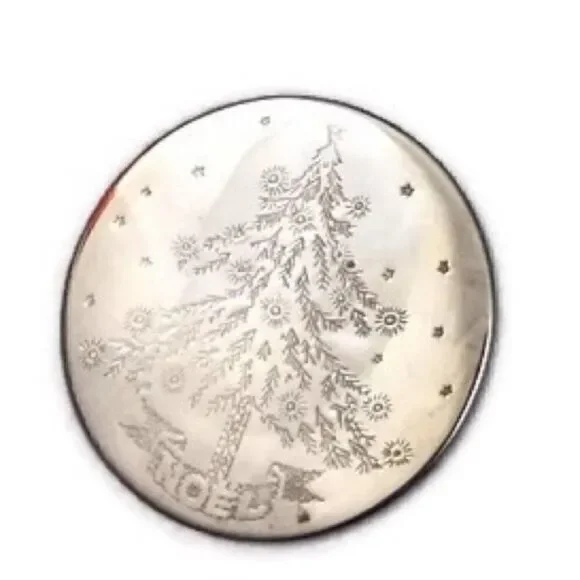 Vintage NOEL Christmas Tree Silver Plated Coasters