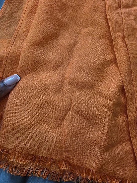 Tory Burch Orange Fringed Lightweight Wrap Scarf