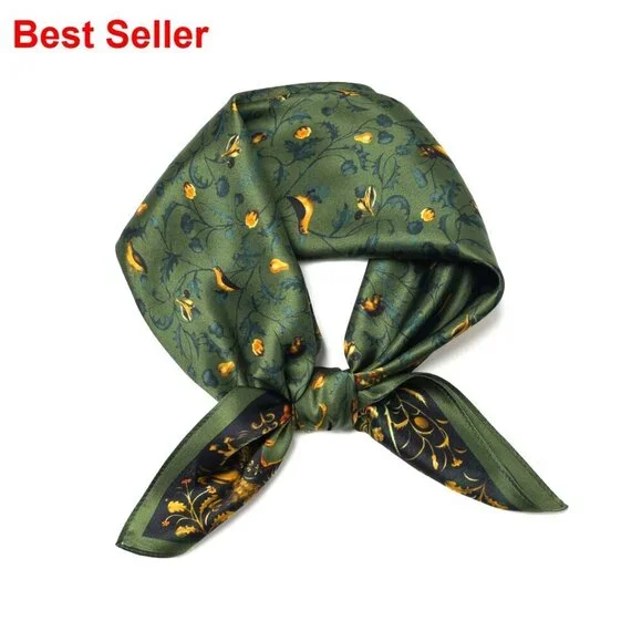 100% Mulberry Silk Square Scarf 25.6