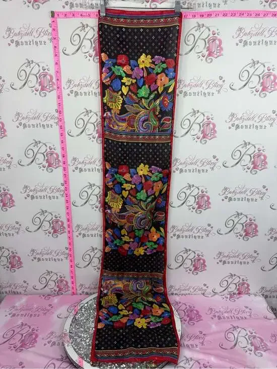 Scarf or tapestry vintage Floral Paisley Black Multi Scarf