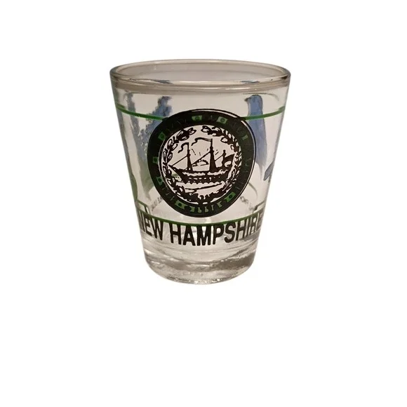New Hampshire Shot Glass Made in Taiwan‎ Souvenir Purple Finch Lilac