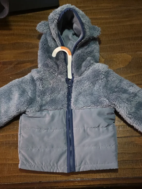 Carter's Soft Blue Teddy-Fleece Hooded Puffer Jacket