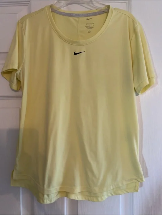 Nike Women's Pale Yellow Dri-FIT Short Sleeve Top