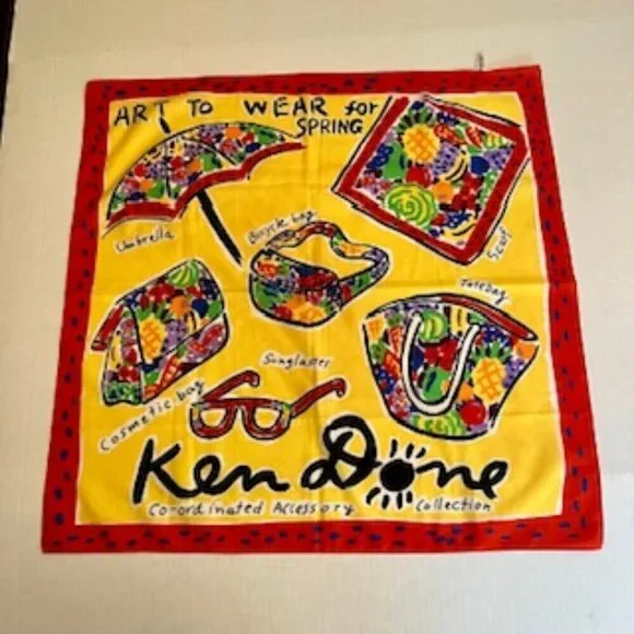 Ken Done 1980's Art to Wear for Spring square scarf
