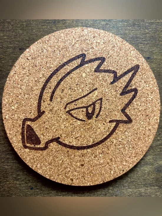 Pokemon Seadra Face Laser Engraved Cork Coaster