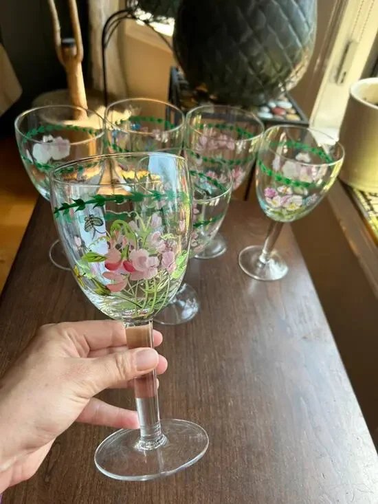 5 Portmeirion Botanic Garden Rhododendron hand painted 16 oz goblet 8