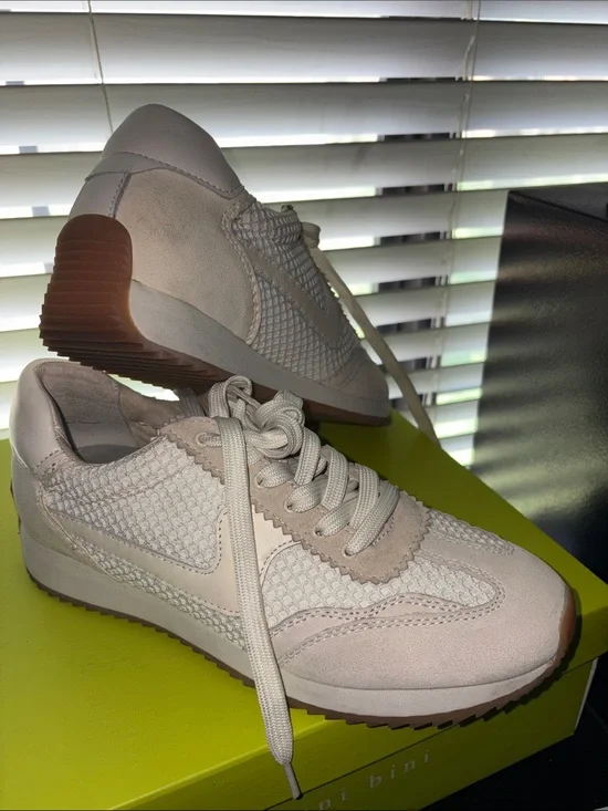 Nike Women’s Cream & Light Brown Mesh Suede Sneakers