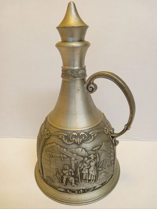 Vintage German pewter decanter produced by the maker SKS Zinn (marked 