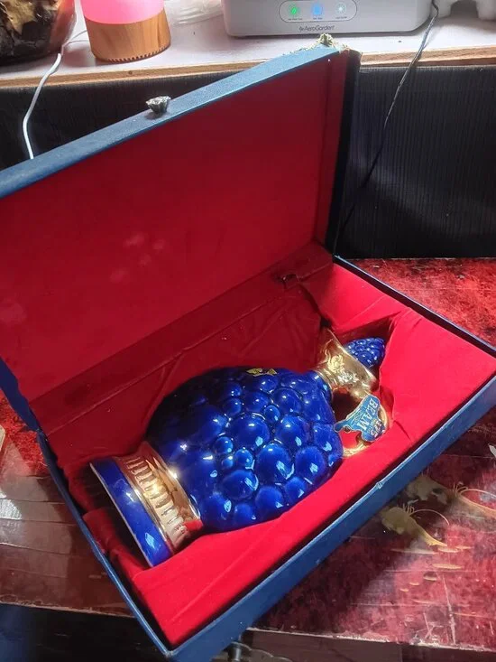 Jim Beam 175 Months Decanter Cobalt Blue Grape Regal China With Box***READ***