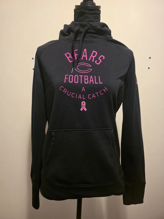 Bears Football Pink Logo Black Hoodie Sweatshirt