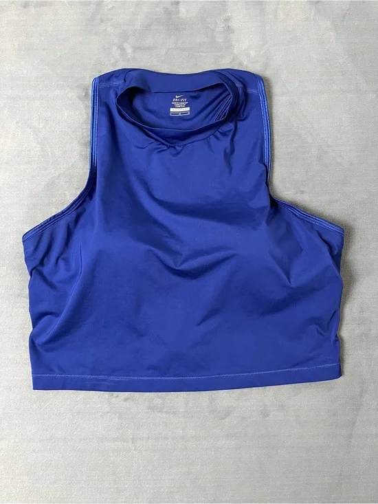 Nike Tank Top Women’s Size L Blue Dri-FIT Cool Touch HighNeck Cropped Sports Bra